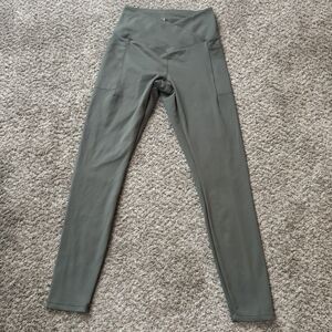 Danskin Crossover Waist Leggings Womens S High Rise Olive Green Side Pockets